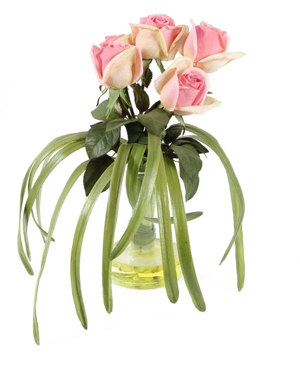 Taça Vidro com Bouquet Rosas Água